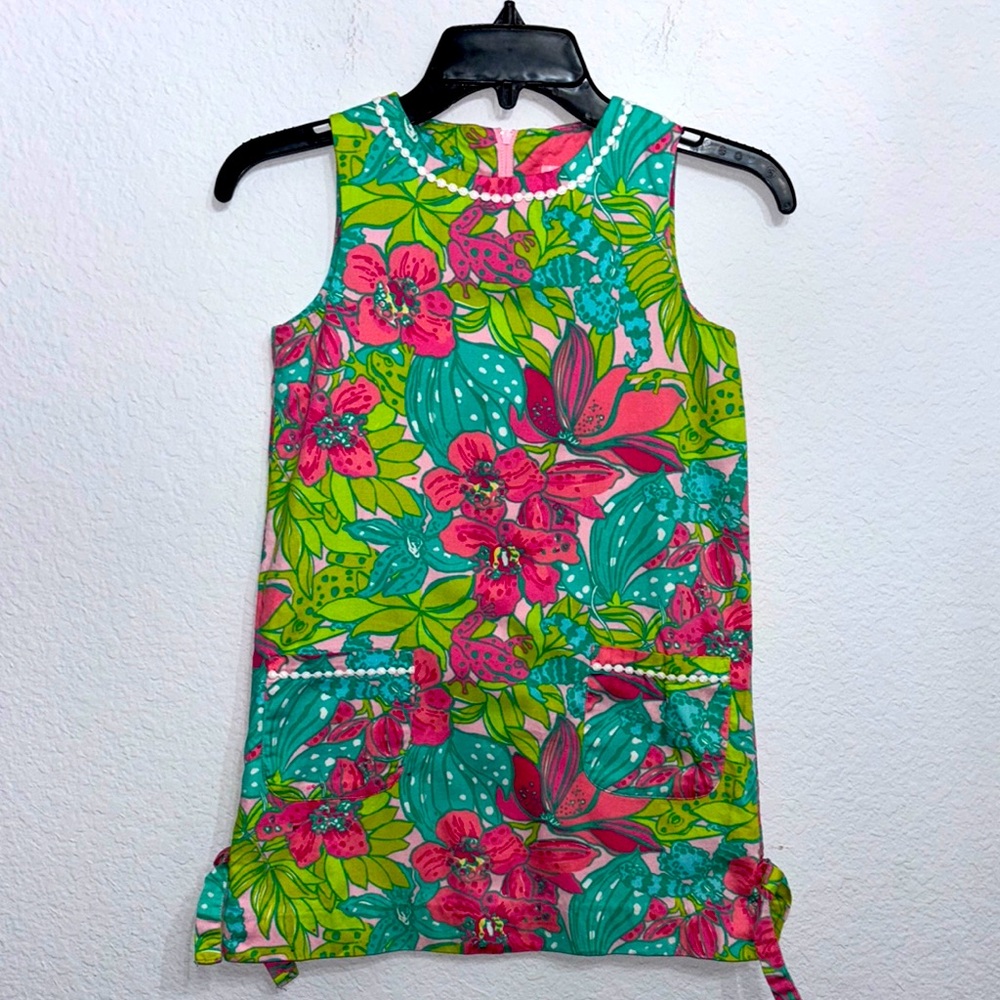 Lilly Pulitzer Girls Tropical Tree Frog Floral Shift Dress